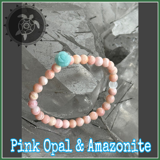 Pink Opal & Amazonite Stretch Bracelet