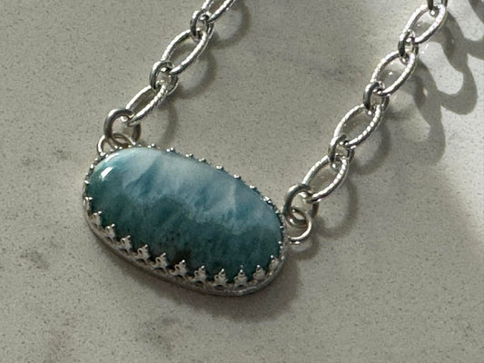 Larimar & Sterling Silver Necklace